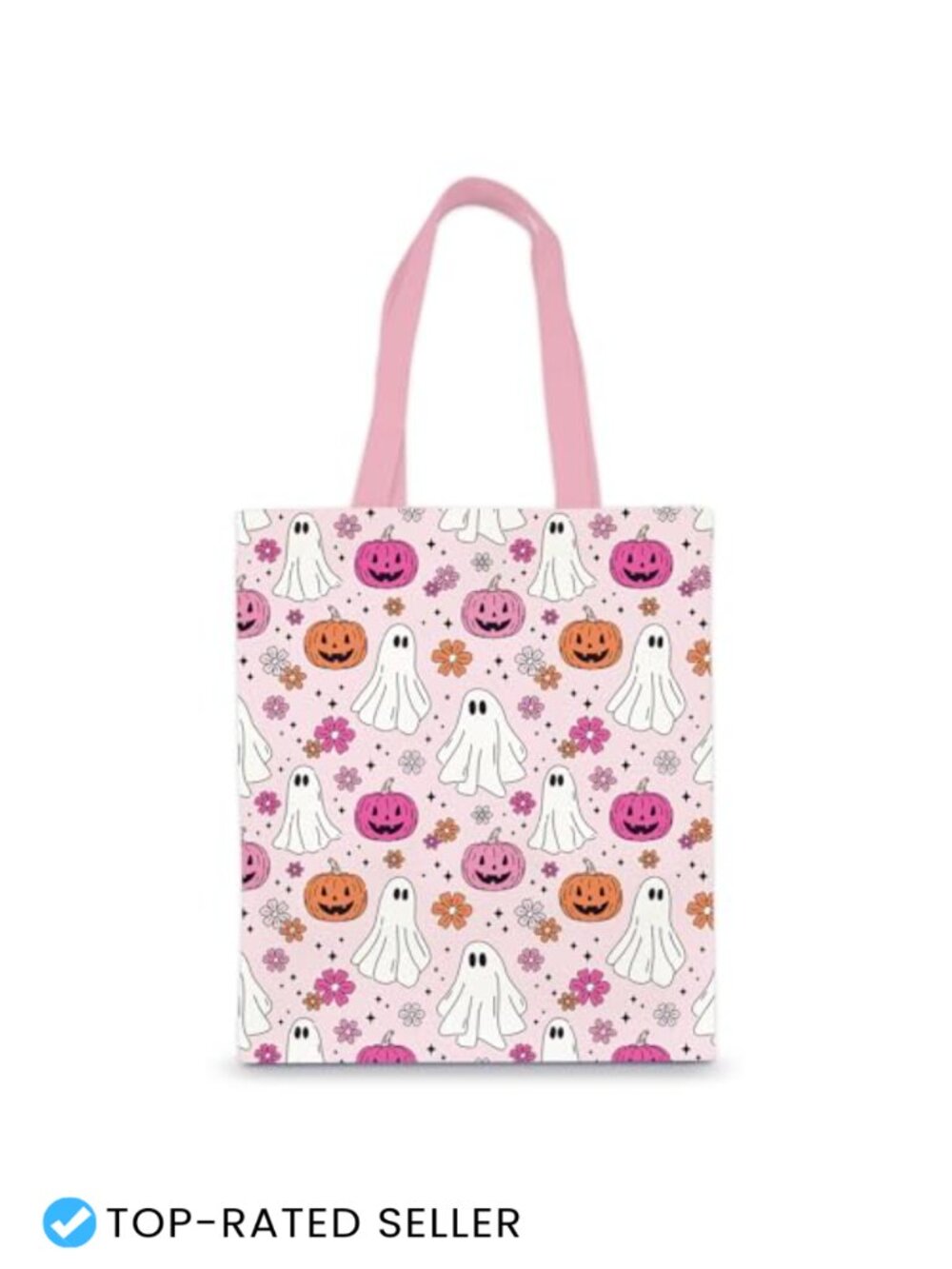 Halloween Canvas Tote Bag Pumpkin Ghost Grocery Shopping Reusable